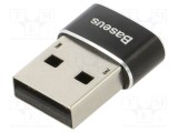 Adaptor USB 2.0 Baseus USB A la USB C negru High Speed