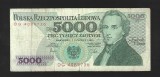POLONIA 5000 / 5.000 ZLOTI / ZLOTYCH 1982 , P - 150a.2 , seria DG 4089736 , starea din scan