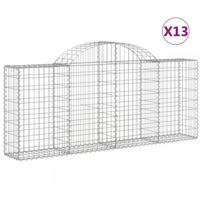 Cosuri gabion arcuite 13 buc, 200x30x80/100cm, fier galvanizat