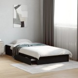 VidaXL Cadru de pat cu sertare, negru, 90x200 cm, lemn prelucrat