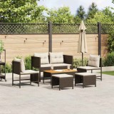 VidaXL Set de canapele pentru grădină 6 pcs Maro și crem poliratan