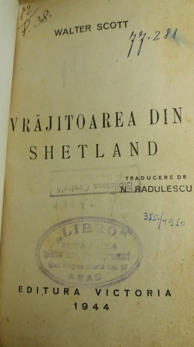 myh 527f - VRAJITOARE DIN SHETLAND - WALTER SCOTT - ED 1944