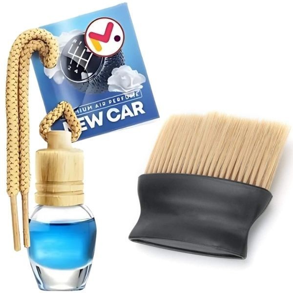 Odorizant Auto Aroma New Car si Perie cu Maner Ergonomic si Fire din Nylon SoftTouch
