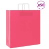 VidaXL Pungi de h&acirc;rtie 50 buc cu m&acirc;nere roz 45x17x48 cm 4101891