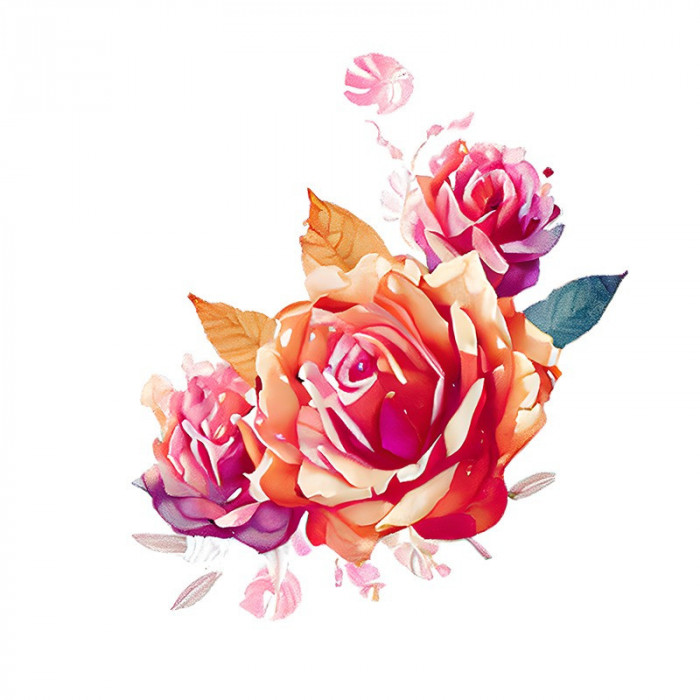 Sticker decorativ Trandafir, Portocaliu, 68 cm, 7851ST