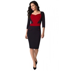 V849-1181 Rochie office stil bodycon si model in doua culori contrastante