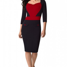 V849-1181 Rochie office stil bodycon si model in doua culori contrastante