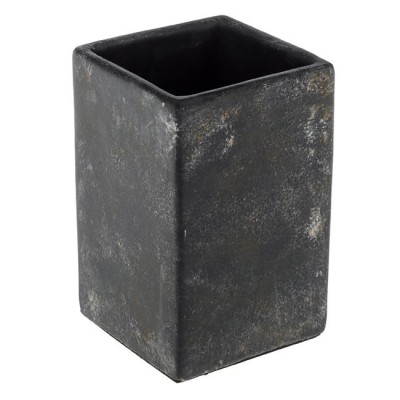 Suport pentru Periute de Dinti, Patrat din Ciment Negru 7x7x11cm foto