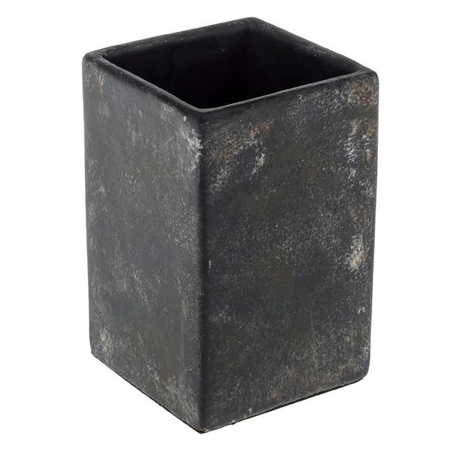 Suport pentru Periute de Dinti, Patrat din Ciment Negru 7x7x11cm