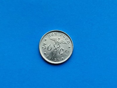 50 Centimes 1923 Belgia-luciu de batere foto