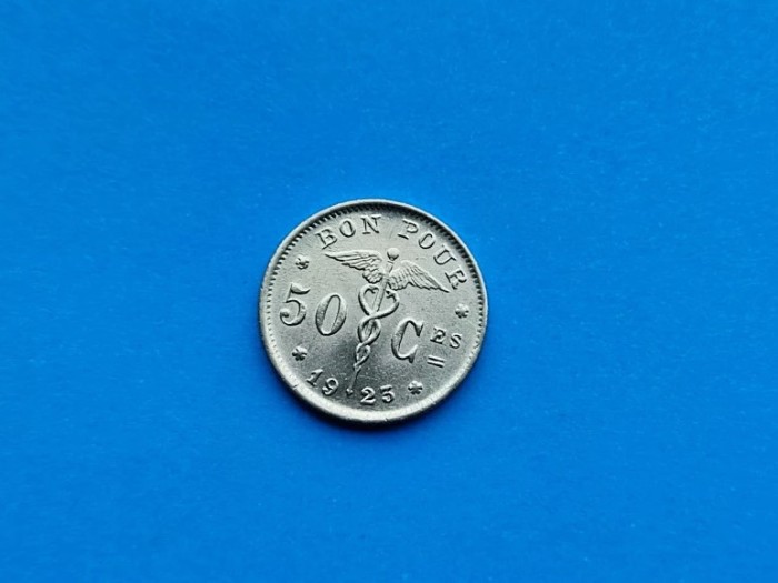 50 Centimes 1923 Belgia-luciu de batere
