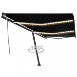 VidaXL Copertină retractabilă manual cu LED, antracit, 600x300 cm