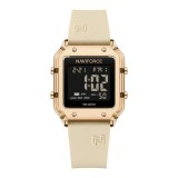 Ceas Dama Naviforce 6105 Crem - Afisaj Digital, Sport, Casual, Alarma, Rezistent la Apa 5ATM