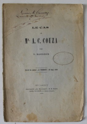 LE CAS DE Mr. A.C. COUZA par N. BASILESCO , 1900 foto