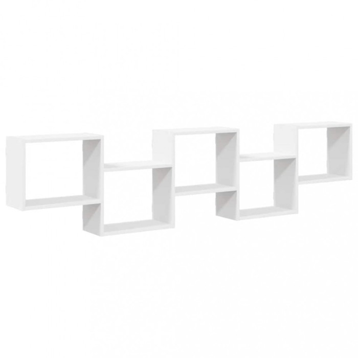 Raft cubic de perete cu 5 compartimente alb lemn prelucrat