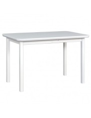Masa extensibila lemn masiv, living si bucatarie, DM4 Maxima, blat MDF Furniruit, colturi rotunjite, 6 persoane, 120-150x70x76 cm, alb