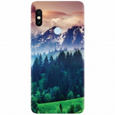 Husa silicon pentru Xiaomi Mi A2, Forest Hills Snowy Mountains And Sunset Clouds