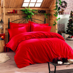 Lenjerie de pat pentru o persoana (DE), Elegant - Red v2, Cotton Box, Bumbac Satinat
