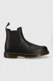 Dr. Martens ghete chelsea de piele 2976 femei, culoarea negru, cu toc plat, izolat DM27829001-Black