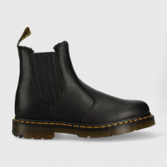 Dr. Martens ghete chelsea de piele 2976 femei, culoarea negru, cu toc plat, izolat DM27829001-Black