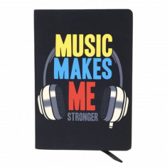 Agenda Pufo A5 nedatata, Music make's me Stronger, 96 foi, 21 x 15 cm