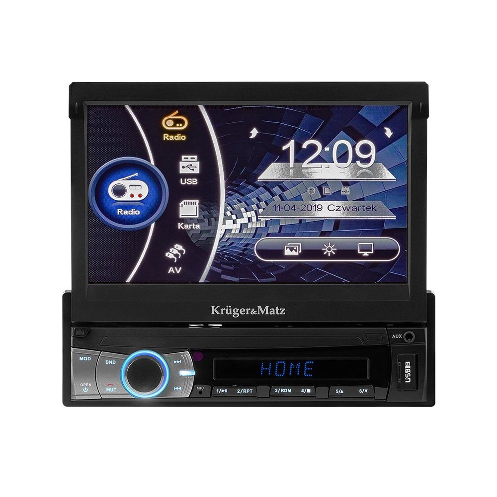 Player auto Kruger Matz, 1 DIN, Bluetooth, USB, SD, AUX, GPS, FM