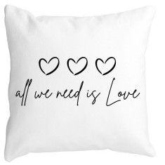 Perna Decorativa, All we need is Love, 40x40 cm, Alba, Mata, Husa Detasabila, Burduf foto