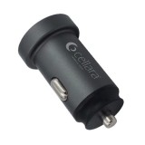Incarcator Auto Cellara Dual USB 2.4A+2.4A Negru Metalic - Incarcare Rapida, Universal, Telefoane, Tablete