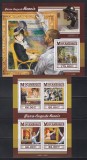 Mozambic 2015 - Picturi de Pierre-Auguste Renoir, Colita+ Bloc, MNH
