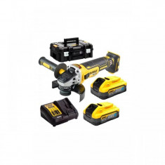 Polizor unghiular DeWALT, 125mm, 2x18V, 5.0Ah PowerStack, 9000rpm, incarcator, cutie T-STAK, tip DCG405H2T-QW