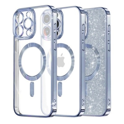Husa pentru iPhone 13 Pro - Techsuit Luxury Glitter MagSafe - Light Blue foto