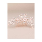 Cumpara ieftin Accesoriu de Par Mireasa cu Perle si Strasuri 11x8cm, Roz-Aurie - 99222