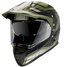 Casca off road pentru scuter - motocicleta MT Synchrony Duo Sport Tourer negru/verde military mat cu viziera (ochelari soare integrati) M (57/58cm)