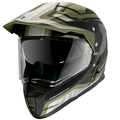 Casca off road pentru scuter - motocicleta MT Synchrony Duo Sport Tourer negru/verde military mat cu viziera (ochelari soare integrati) M (57/58cm) foto