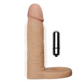 Strap On cu Inel Penis cu Vibratii Ultra Soft Double Natural 17 cm, Lovetoy