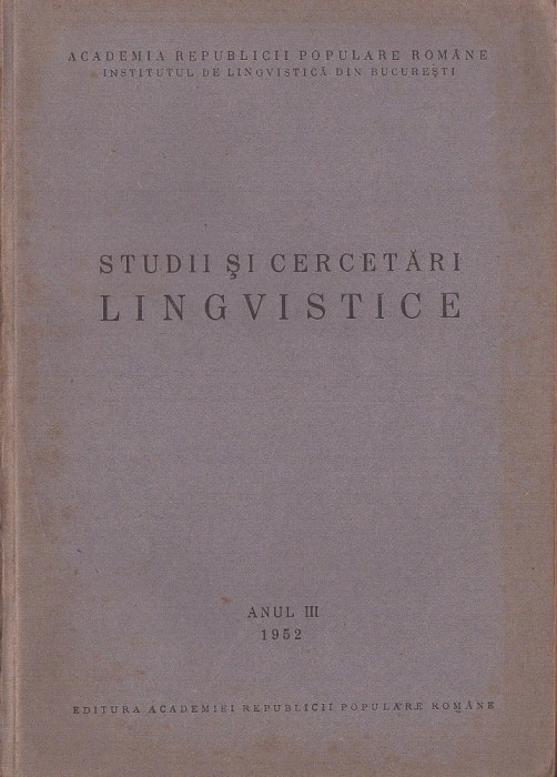 C8427N Studii și cercetări lingvistice, 1952
