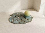 Decor sculptura Art Deco bronz verdigris, sfesnic, suport lumanare