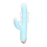 Vibrator rabbit LOVELINE Pulse Wave and Up-and-Down Moving Ring, cu pulsații și inel mișcător, 25 funcții de vibrație, albastru