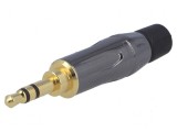 Conector Jack 3,5mm mufă tată stereo 3 piste drept pe cablu