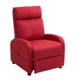 HOMCOM Fotoliu Rabatabil Manual cu Suport pentru Picioare din Material Textil cu Efect de In, 69x85x100 cm, Roșu Vin | Aosom Romania