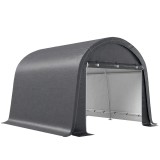 Outsunny 3x3m Garaj pentru Motociclete, Tenda cu Acoperiș Reforțat Impermeabil, 2 Accesuri cu Fermuar, pentru Biciclete și Unelte, Oțel Galvanizat, Gr