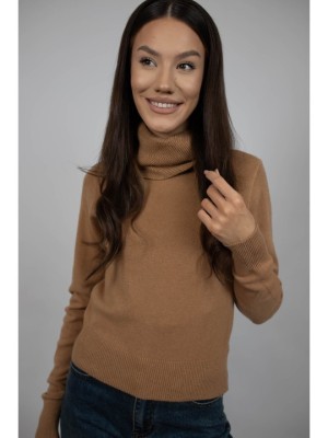 PULOVER SCURT CU GULER INALT KARO TALIE UNICA Camel foto