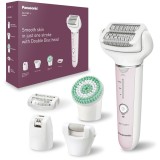 Epilator Panasonic ES-EY80-P503, Wet &amp;amp; Dry, Cordless, 2discuri &amp;amp; 60 pensete, Senzor presiune, Discuri duble, Cap flexibil si pivotant la 90&deg;,