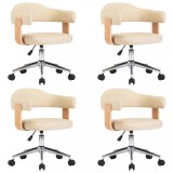 Scaune de sufragerie pivotante 4 buc. crem piele artificiala
