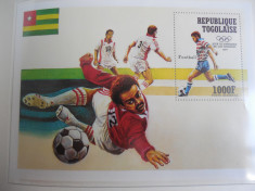 bloc serie timbre sport fotbal Jocurile Olimpice JO nestampilate foto