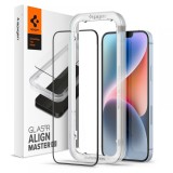 Folie sticla iPhone 13 Spigen Glas.tR Align Master, negru
