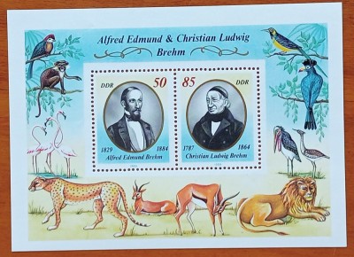 GERMANIA-DDR-&amp;#039;&amp;#039;Savanti -Descoperitori in LUMEA ANIMALELOR&amp;#039;&amp;#039; COLITA -MNH-estamp. foto