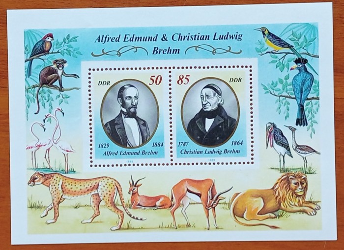 GERMANIA-DDR-&#039;&#039;Savanti -Descoperitori in LUMEA ANIMALELOR&#039;&#039; COLITA -MNH-estamp.