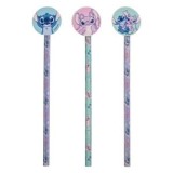 Set 3 creioane cu radiera, model Lilo &amp; Stitch, multicolore, CMCLASS
