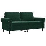 Cumpara ieftin Canapea cu 2 locuri, verde inchis, 140 cm, catifea